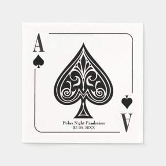Servilleta De Papel Carta de juego As de Picas, Póquer, Noche de Casin