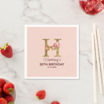 Carta de nombre personalizado H rosas rosadas con
