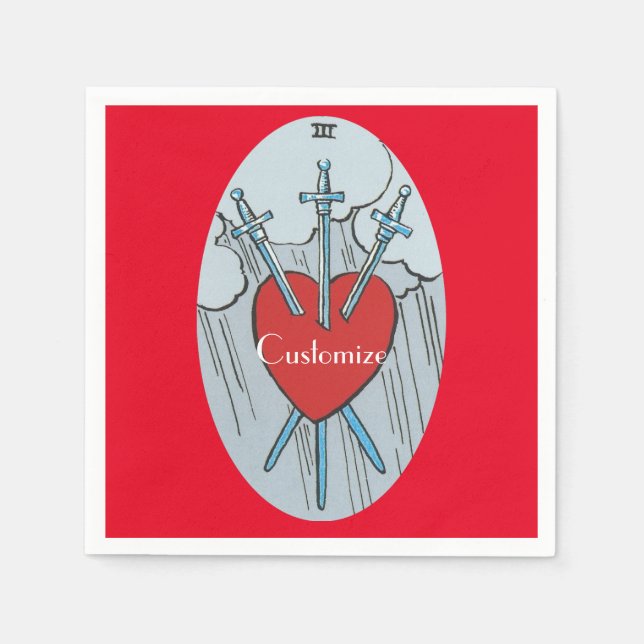Servilleta De Papel Carta de Tarot 3 Espadas Thunder_Cove (Anverso)