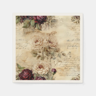 Servilleta De Papel Carta floral victoriana en pergamino