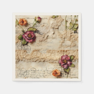 Servilleta De Papel Carta Romántica Vintage en Pergamino