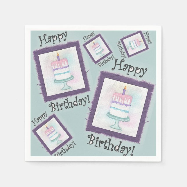 Servilleta De Papel Cartas de cumpleaños de la tarta de cumpleaños (Anverso)