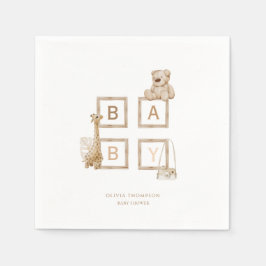 Servilleta De Papel Cartas Neutrales de Bloques de Madera Boho