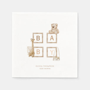 Servilleta De Papel Cartas Neutrales de Bloques de Madera Boho