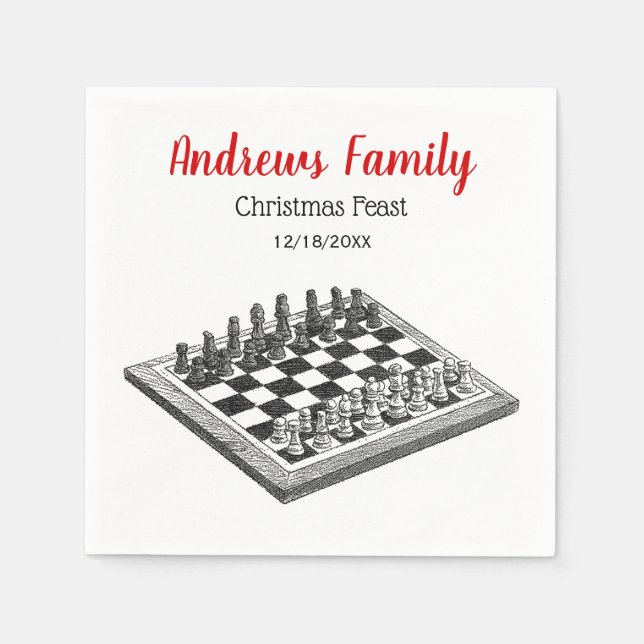 Servilleta De Papel Cartel de ajedrez y piezas de ajedrez navidades de (Anverso)
