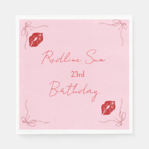 Servilleta De Papel Cartel de Bienvenida Cumpleaños con Lazo Rosa Sass