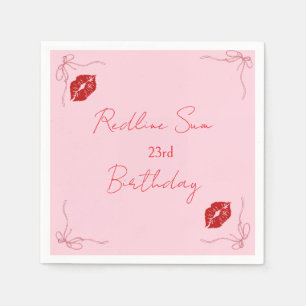 Servilleta De Papel Cartel de Bienvenida Cumpleaños con Lazo Rosa Sass