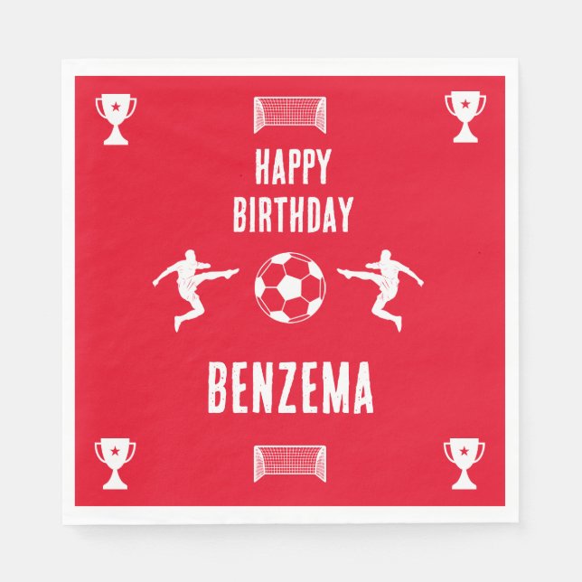 Servilleta De Papel Cartel de cumpleaños del fútbol de fútbol (Anverso)