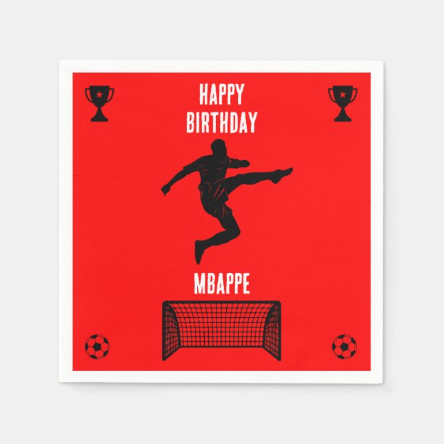 Servilleta De Papel Cartel de cumpleaños del fútbol de fútbol (Anverso)