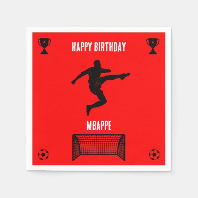 Servilleta De Papel Cartel de cumpleaños del fútbol de fútbol (Anverso)