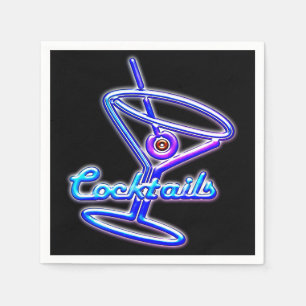 Servilleta De Papel Cartel retro neon de cóctel Martini bar vintage