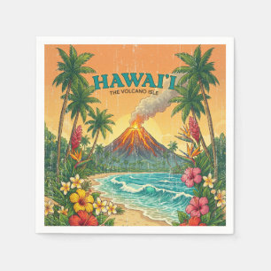 Servilleta De Papel Carteles de viaje hawaianos vintage - Isla de Hawá