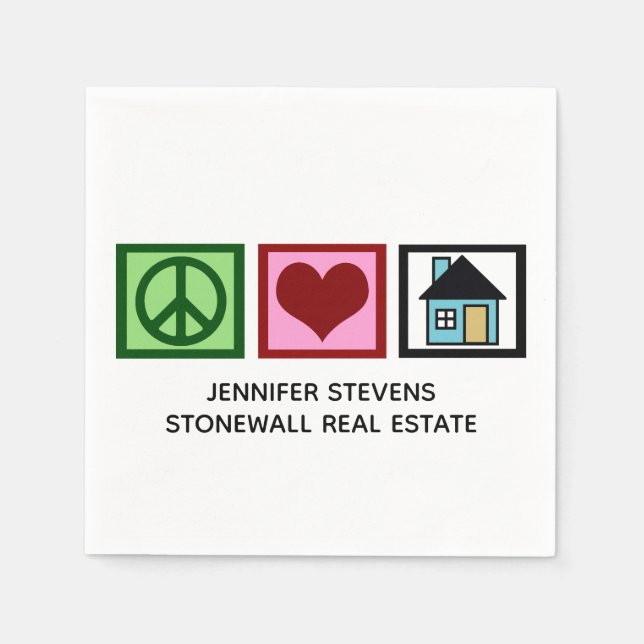 Servilleta De Papel Casa abierta de amor para Personalizado inmobiliar (Anverso)