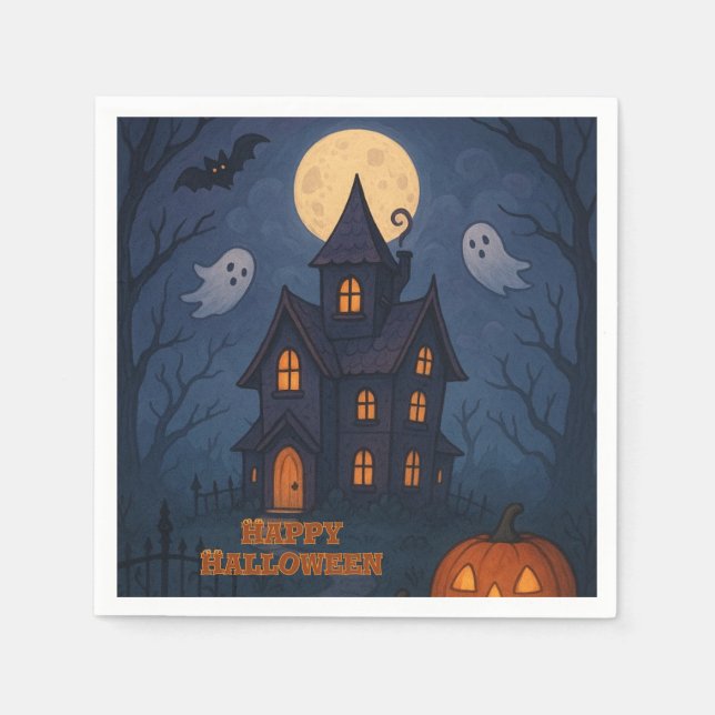 Servilleta De Papel Casa de fantasía y belleza | Halloween- (Anverso)