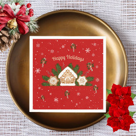 Servilleta De Papel Casa de Gingerbread Felices Fiestas Fiesta Verde R
