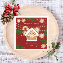 Servilleta De Papel Casa de Gingerbread Felices Fiestas Fiesta Verde R