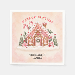 Servilleta De Papel Casa de Jengibre Personalizada Navidad Familiar