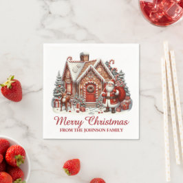 Servilleta De Papel Casa de pan de jengibre de Navidad de Santa Claus