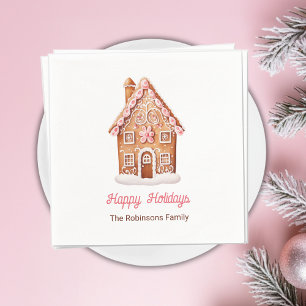 Servilleta De Papel Casa de Pan de Jengibre Felices Fiestas Navidad 
