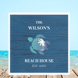 Servilleta De Papel Casa de playa de la moda de la Marina Azul de la T