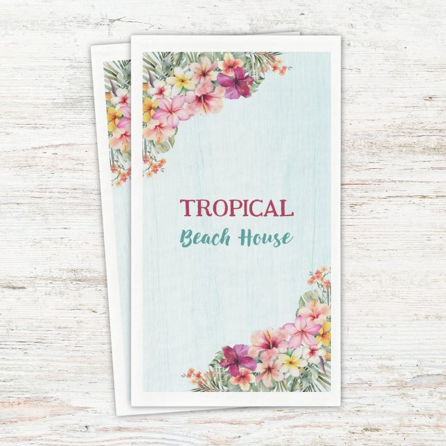 Servilleta De Papel Casa de Playa Tropical Flores Rosadas Floral Botán (Subido por el creador)