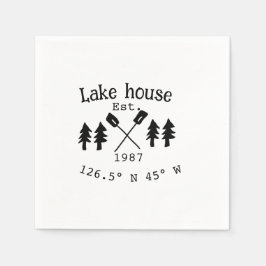 Servilleta De Papel Casa del lago. Fecha año personalizado coordenadas