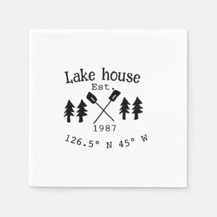 Servilleta De Papel Casa del lago. Fecha año personalizado coordenadas
