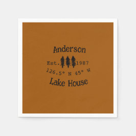 Servilleta De Papel Casa del lago. Fecha año personalizado coordenadas