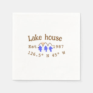 Servilleta De Papel Casa del lago. Fecha año personalizado coordenadas