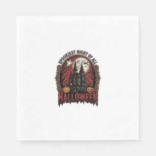 Servilleta De Papel Casa Embrujada Halloween Grabado Antiguo Camiseta 