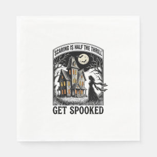 Servilleta De Papel Casa Embrujada Halloween Grabado Antiguo Terror S