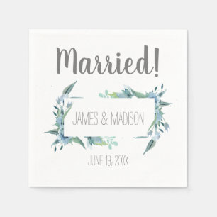 Servilleta De Papel ¡Casado! Personalizable de marco floral moderno