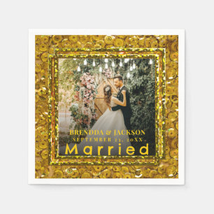 Servilleta De Papel Casados Navidad Elegante Tipo Oro Boda Foto 