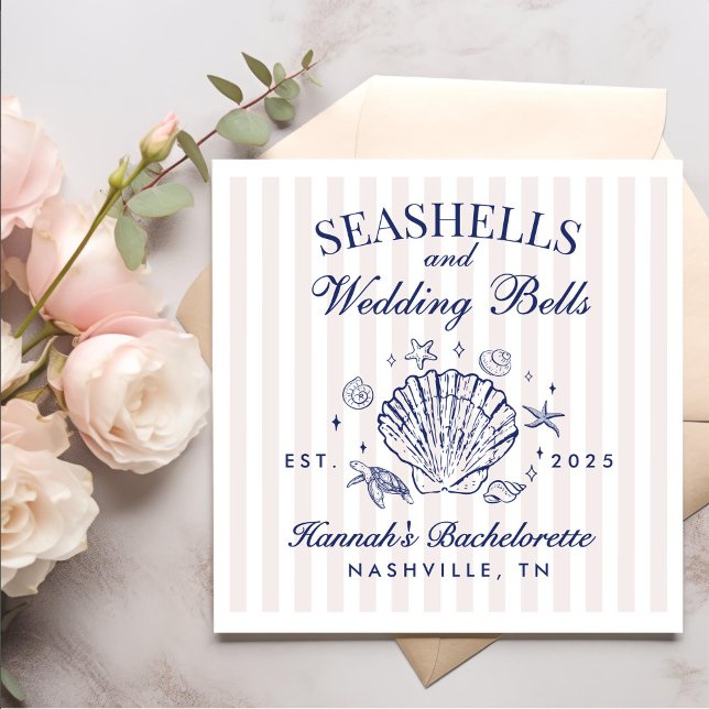 Servilleta De Papel Casas de mar rosadas y campanas Bodas Bachelorette (Subido por el creador)