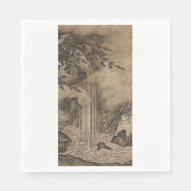Servilleta De Papel Cascada (arte paisajístico japonés) (Kano Motonobu (Anverso)