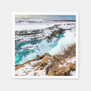 Servilleta De Papel Cascada de Gulfoss en Islandia en invierno