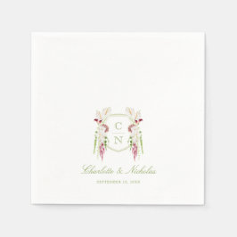 Servilleta De Papel Cascading Floral Monogram Crest Wedding