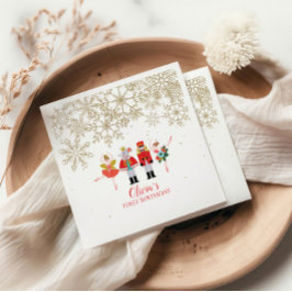 Servilleta De Papel Cascanueces Cumpleaños Copo de Nieve Dorado Ballet
