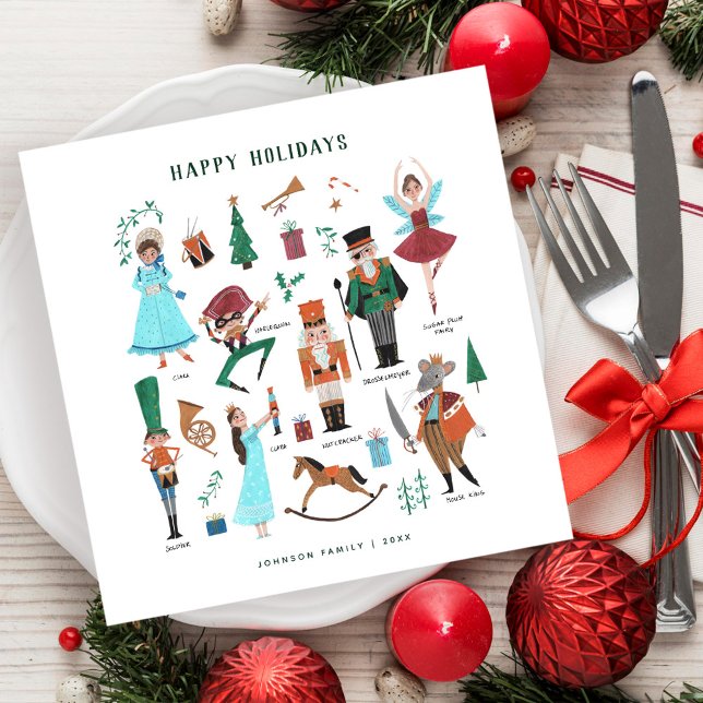 Servilleta De Papel Cascanueces de ballet navideño adorable (Cute nutcracker ballet Christmas Napkins)