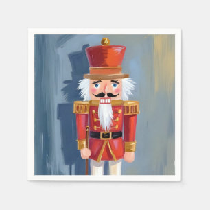 Servilleta De Papel Cascanueces de Navidad   Acuarela de Soldado Rojo