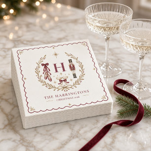 Servilleta De Papel Cascanueces Personalizado Ballet Monograma Navidad
