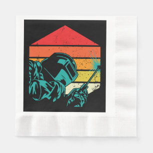 Servilleta De Papel Casco de soldadura retro vintage Silhouette Welder