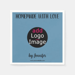 Servilleta De Papel Casero Con Amor Elegante Personalizado Azul Dusto