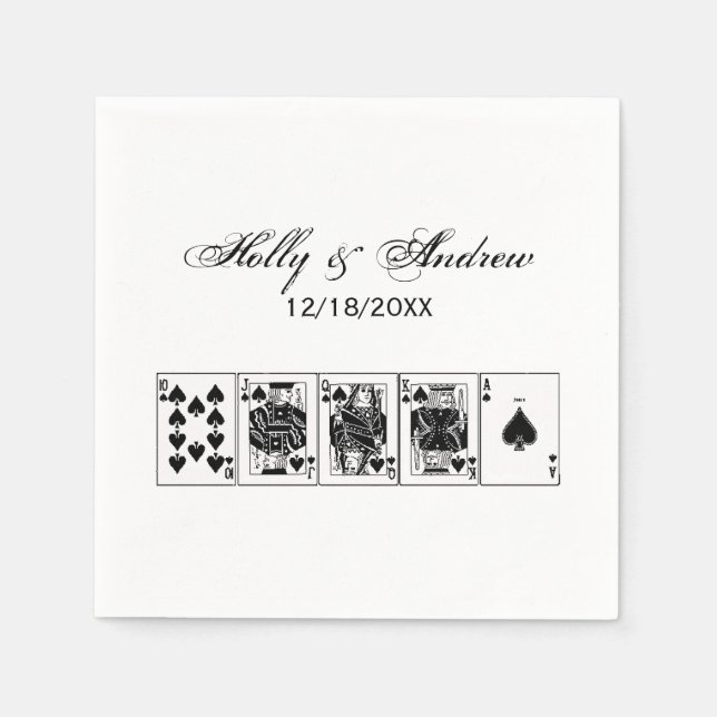 Servilleta De Papel Casino Night Poker Royal Straight Flush Spades (Anverso)