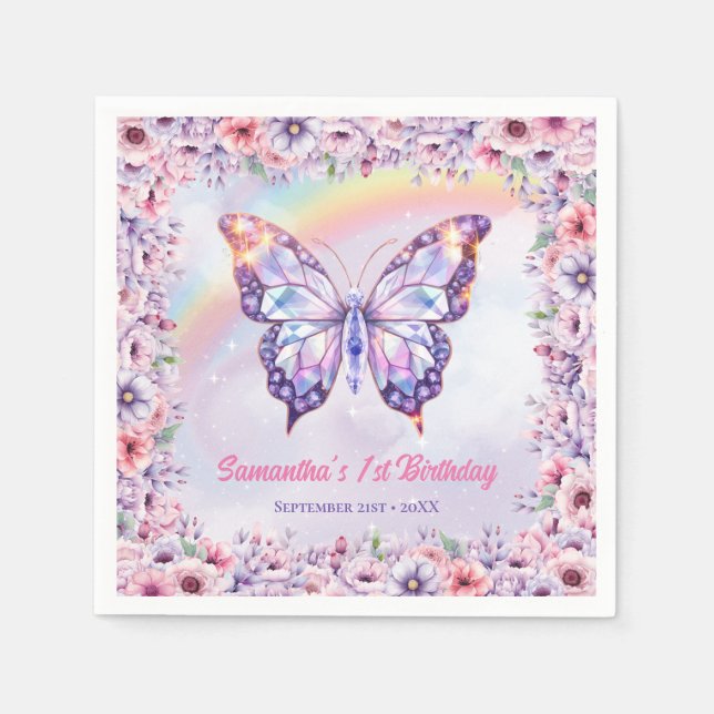 Servilleta De Papel Castillo de hadas de la fiesta de cumpleaños de Un (Anverso)