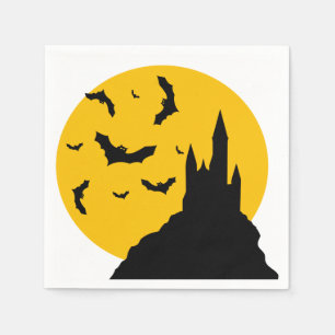 Servilleta De Papel Castillo de Haunted con luna y murciélagos