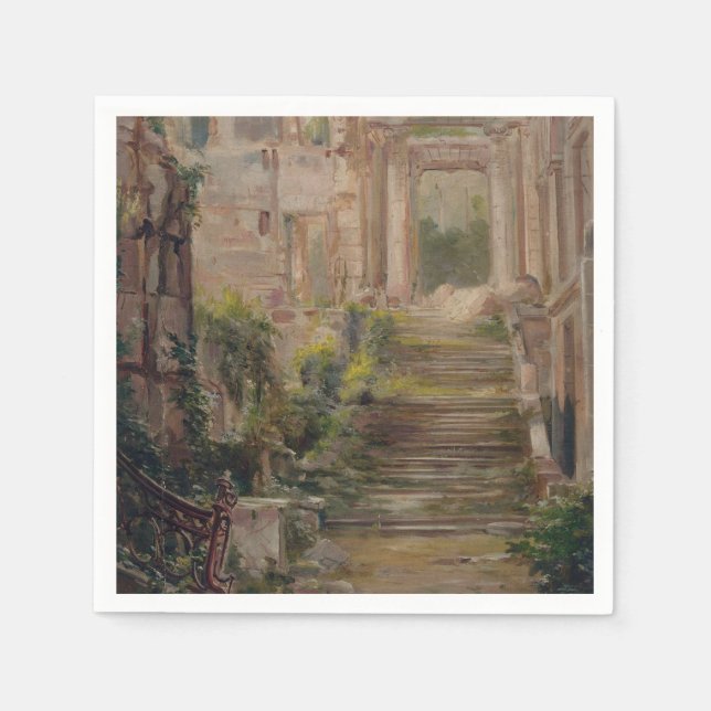 Servilleta De Papel Castillo de Saint-Cloud Ruins Stairs (Anverso)