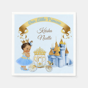Servilleta De Papel Castillo Real Carruaje de la Princesa Azul Dorado