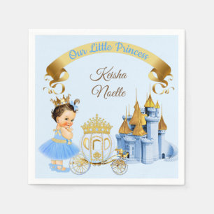 Servilleta De Papel Castillo Real Carruaje de la Princesa Azul Dorado 