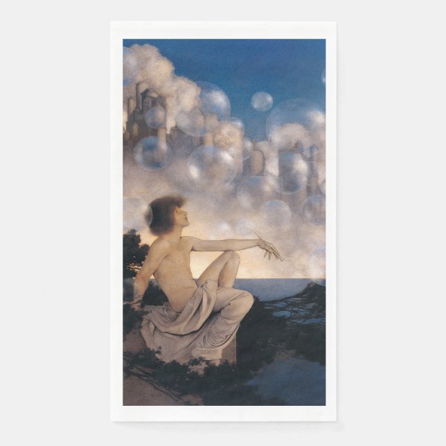 Servilleta De Papel Castillos Aéreos de Maxfield Parrish 1904 Fantasía (Anverso)